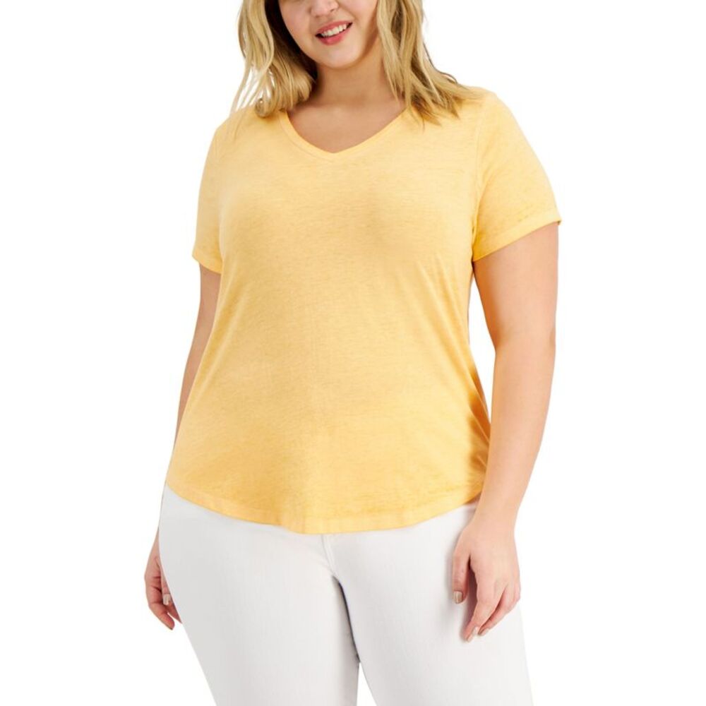 Style & Co Plus Size Solid Burnout T-Shirt